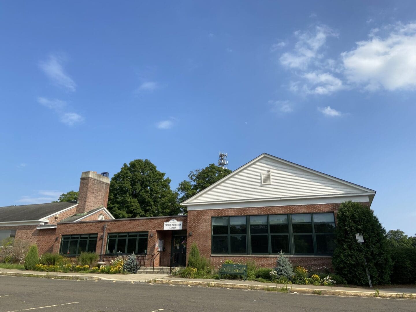 Brick building with senior activities center sign.