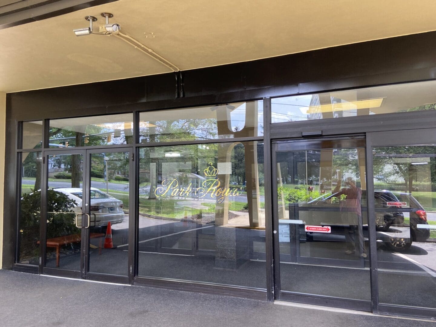 Park Royal entrance with glass doors.