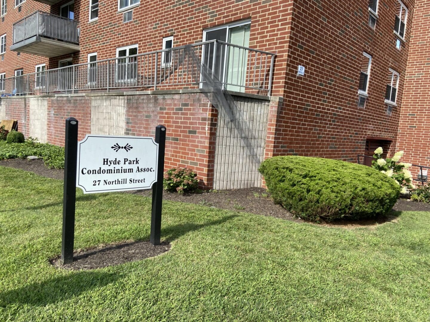 Hyde Park Condominium sign, 27 Northill Street.