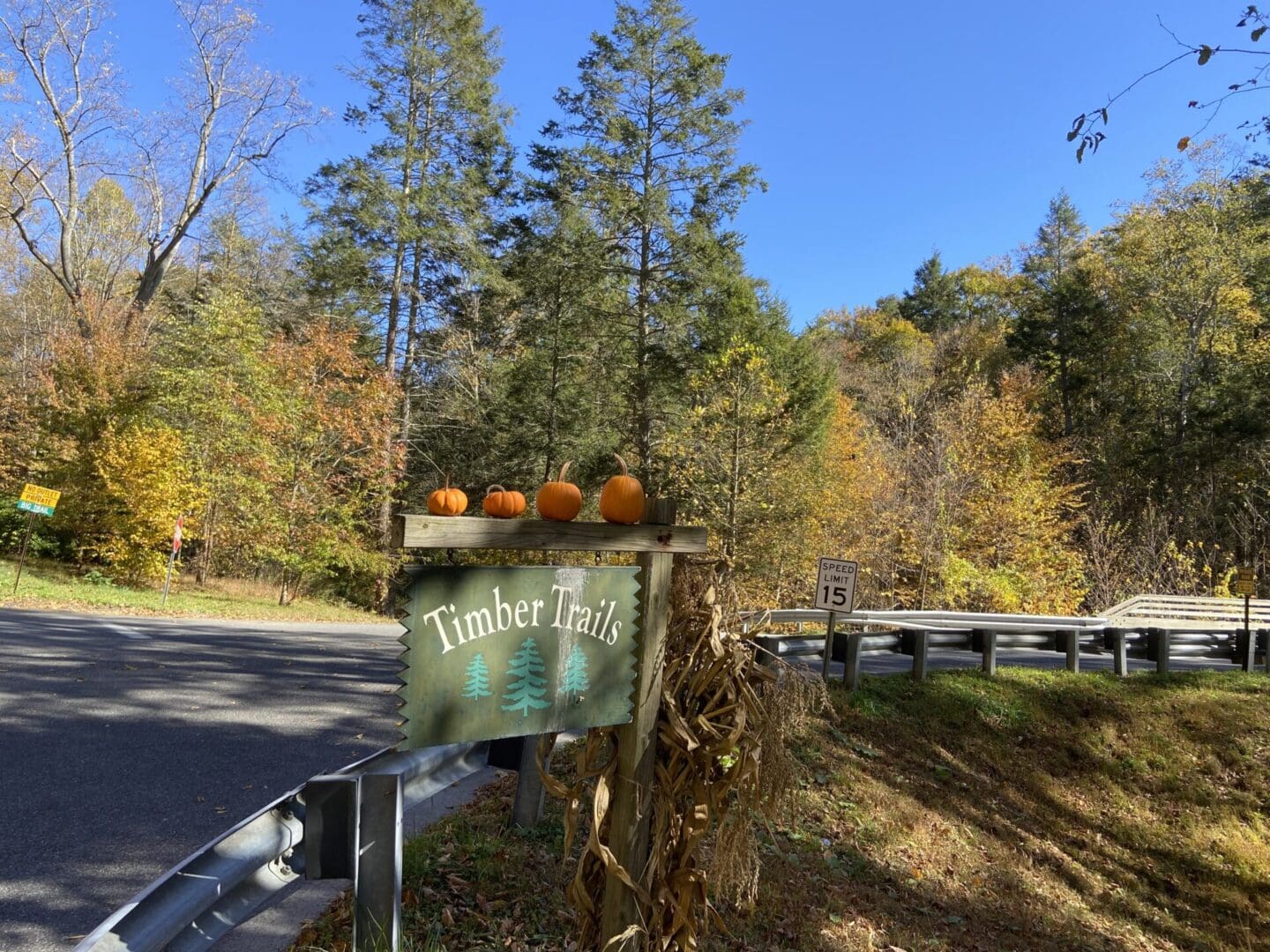 Timber Trails entrance, autumn scene.